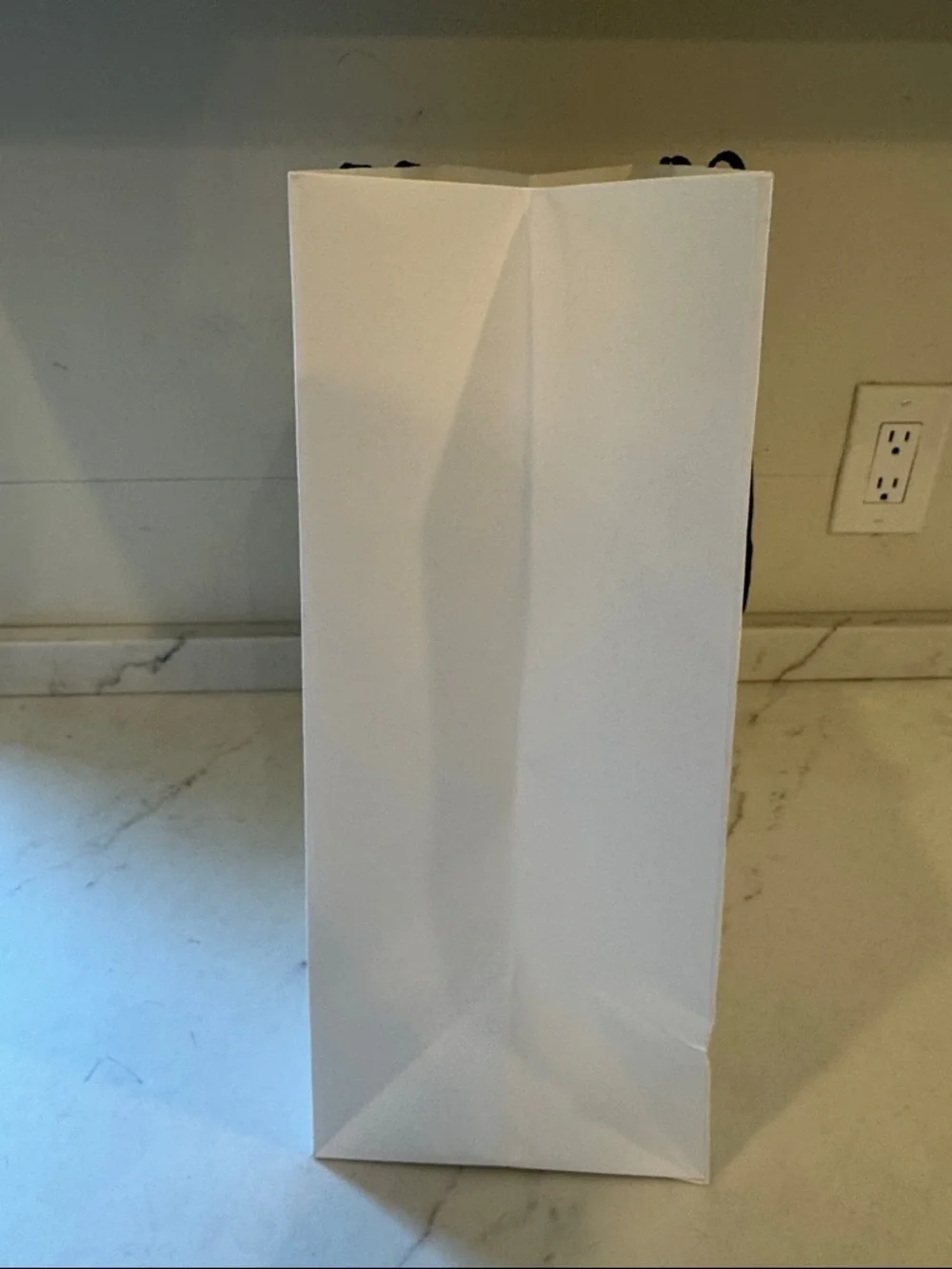 Celine White Shopper Bag with Black Ribbon Handles approx 16x26x7